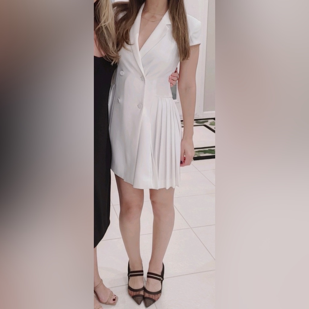 The Kooples White Paris Pleated Blazer Dress Size 0